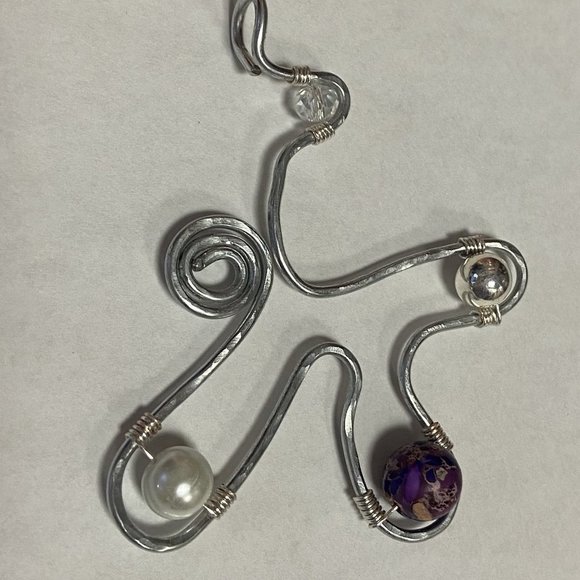 Artisan Created Hammered Stainless Steel with Jasper, Silver Plated and Crystal - Picture 9 of 12